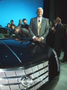 Lutz with the V-16-powered Cadillac Sixteen Concept, at 2004 Detroit Auto Show