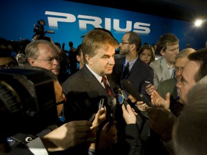 Toyota's Bob Carter fielding questions at the 2010 Prius introduction.