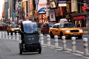 The GM/Segway PUMA uses a lithium-ion battery to power its electronic stabilization system and twin wheel motors.  It will deliver 35 miles range at 35 mph.