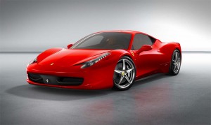 The 2010 Ferrari 458 Italia will hit 60 in less than 3.4 seconds.  It's also the first "mainstream" Ferrari to break the 200 mph barrier.