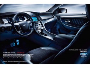 Ford is focusing on the many electronic systems included in the new 2010 Taurus as part of its advertising campaign, including the MyKey system, which gives parents control over how their teens drive.