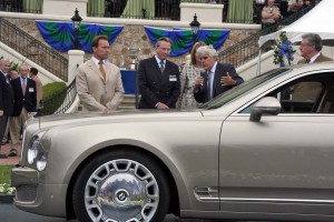 A strong endorsement by California Gov. Arnold Schwarzenegger -- shown here with Bentley CEO Franz-Josef Paefgen and Jay Leno -- helped pump up the winning bid for the new Mulsanne luxury car at one of several strong auctions during Pebble Beach weekend.