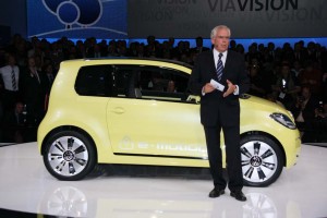 Governments may force the industry to build battery cars, like the 2013 Volkswagen e-Up, but governments will also need to subsidize their sale, says VW's global technology chief, Ulrich Hackenberg.