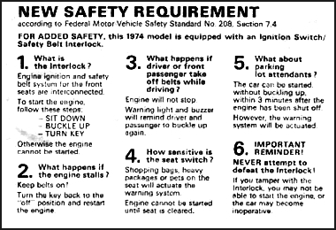 The Great Safety Belt Interlock Fiasco