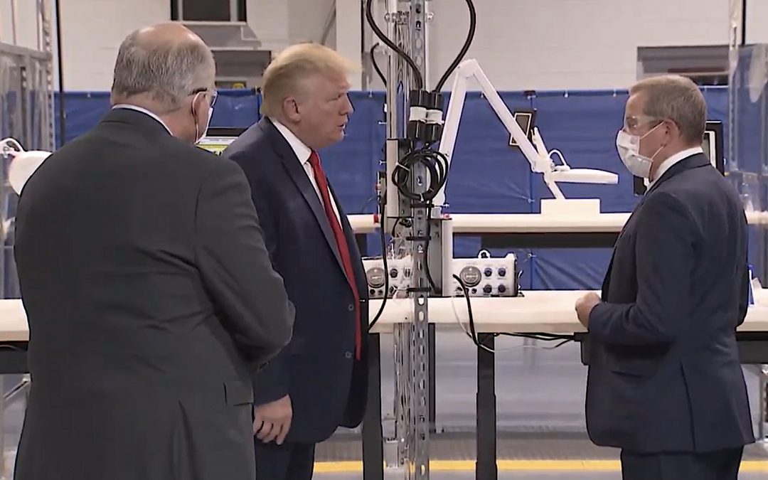 Trump Praises Ford, Workers, Skips Mask During Tour of Automaker Plant Producing Ventilators